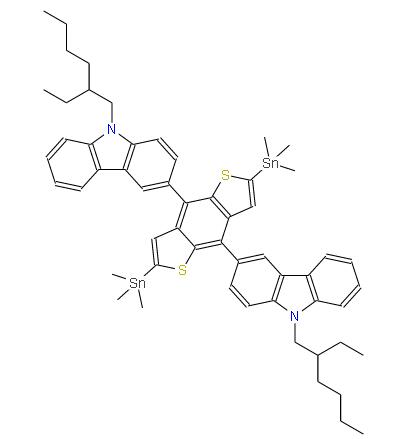 3,3'-(2,6-雙三甲基錫基苯并[1,2-b:4,5-b']二噻吩-4,8-二基)雙(9-(2-乙基己基)-9H-咔唑 | 2213459-50-6 